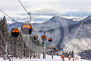 Winter ski resort landscape, Jasna cable car, Slovakia