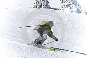 Winter ski sports. Skier downhill