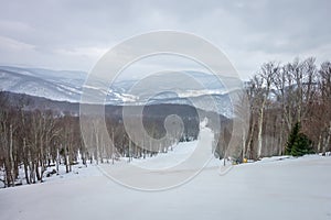 Winter skiing season scenes at snowshoe mountain west viginia