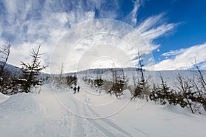 Winter skitour trekking Beskidy mountains photo