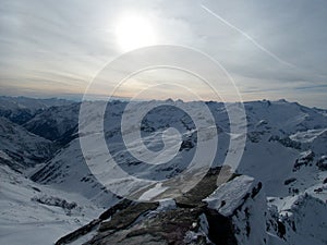 Winter skitouring adventure in granastpitzgruppe mountains in austrian alps