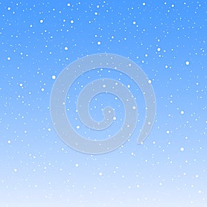 Winter sky with falling dot snow vector background, pattern