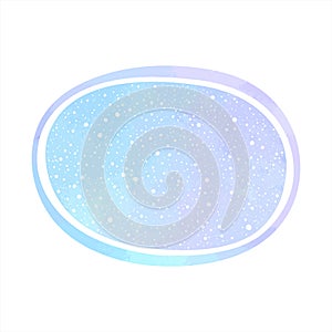 Winter sky with snow watercolor oval vector background