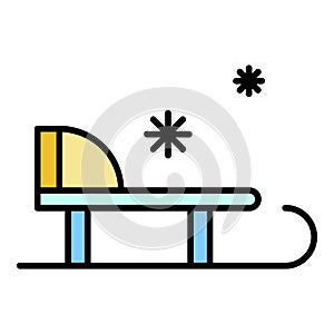 Winter sled icon color outline vector