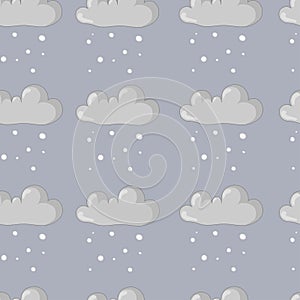 Winter snow cloud seamless pattern