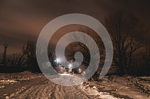 winter snow cold light dark sky tree