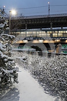 Winter snow-covered city landscape. Moscow