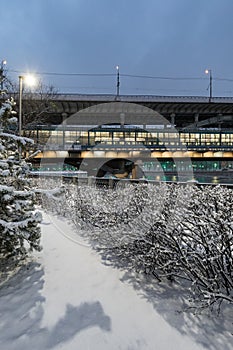 Winter snow-covered cityscape. Moscow, Russia