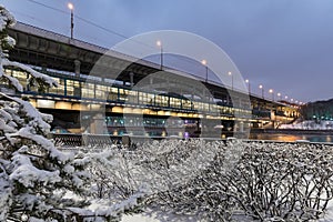 Winter snow-covered cityscape. Moscow, Russia