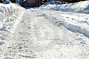 Winter snow covered road