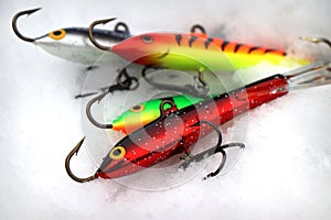 Winter snow ice jigs jigging raps photo