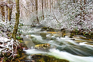 Winter snow on Martins Fork River photo