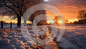 Winter snow outdoors, nature tree sunset season landscape dusk frost ice forest sunlight sun weather night rural scene