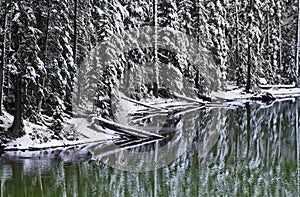 Winter Snow Reflections At Devil's Lake Oregon