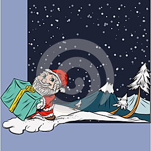 Winter Snow Scene,Fun Santa Character in christmas.