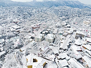 Winter snow scene in Lushan Mountain Lu 5A National Park Scenic Area  Jiujiang, Jiangxi, China