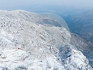 Winter snow scene in Lushan Mountain Lu 5A National Park Scenic Area  Jiujiang, Jiangxi, China