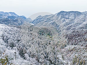 Winter snow scene in Lushan Mountain Lu 5A National Park Scenic Area  Jiujiang, Jiangxi, China