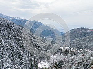 Winter snow scene in Lushan Mountain Lu 5A National Park Scenic Area  Jiujiang, Jiangxi, China