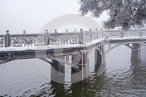 Winter snow scene in Lushan Mountain Lu 5A National Park Scenic Area  Jiujiang, Jiangxi, China