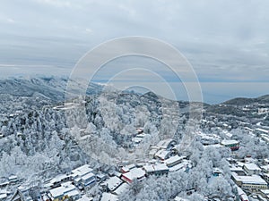 Winter snow scene in Lushan Mountain Lu National Park Scenic Area, Jiujiang, Jiangxi, China