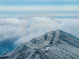 Winter snow scene in Lushan Mountain Lu National Park Scenic Area, Jiujiang, Jiangxi, China