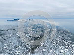 Winter snow scene in Lushan Mountain Lu National Park Scenic Area, Jiujiang, Jiangxi, China