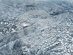 Winter snow scene in Lushan Mountain Lu National Park Scenic Area, Jiujiang, Jiangxi, China