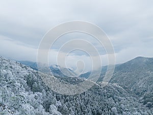 Winter snow scene in Lushan Mountain Lu National Park Scenic Area, Jiujiang, Jiangxi, China