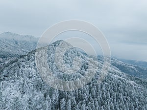 Winter snow scene in Lushan Mountain Lu National Park Scenic Area, Jiujiang, Jiangxi, China