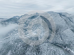 Winter snow scene in Lushan Mountain Lu National Park Scenic Area, Jiujiang, Jiangxi, China