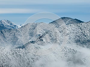 Winter snow scene in Lushan Mountain Lu National Park Scenic Area, Jiujiang, Jiangxi, China