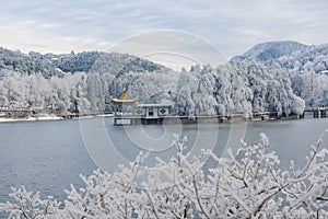 Winter snow scene in Lushan Mountain Lu National Park Scenic Area, Jiujiang, Jiangxi, China