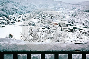 Winter snow Shirakawa go village in japan