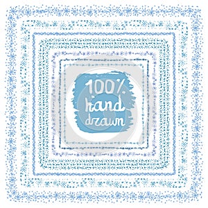 Winter snow square frames set.Christmas decor.Cyan