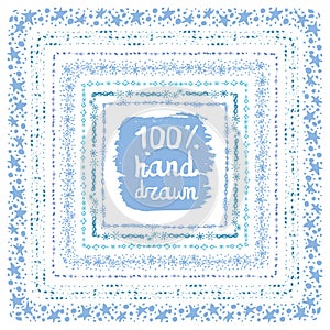 Winter snow square frames set.Christmas decor.Cyan