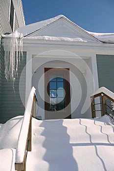 Winter: snow on steps