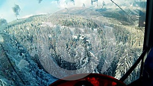 Winter snow trees dolomites panorama cableway pov