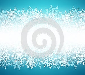 Winter snow vector background with white snow flakes elements in blue background photo
