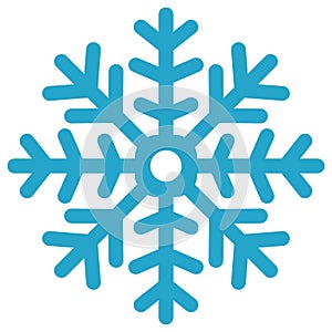 Winter snowflake icon. Simple blue snowflake isolated on white background. Christmas decoration