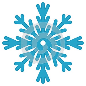 Winter snowflake icon. Simple blue snowflake isolated on white background. Christmas decoration