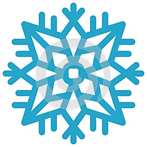 Winter snowflake icon. Simple blue snowflake isolated on white background. Christmas decoration