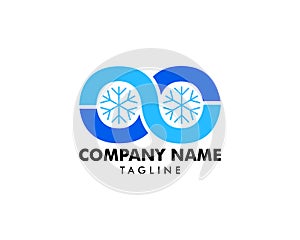 Winter Snowflake Infinity Icon Logo Design Element