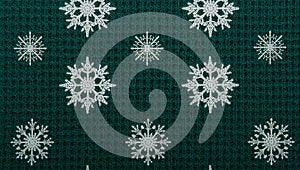 Winter Snowflake Pattern on Green Background