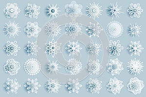 Winter snowflakes abstract geometry cristmas new year icons design elements template vector illustration