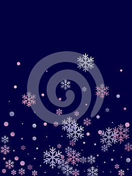 Winter snowflakes and circles border vector graphics. Unusual gradient snow flakes isolated banner background.