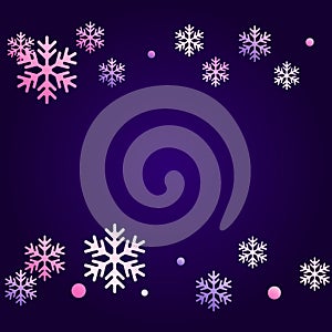 Winter snowflakes and circles border vector illustration
