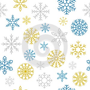 Winter snowflakes pattern, paper ornament. Vintage snow print, panoramic frost sky, merry christmas decor textile