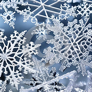 665 Winter Snowflakes: A serene and wintery background featuring delicate snowflakes in cool and icy colors that create a peacef photo
