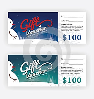 Winter and Snowman Gift Voucher Certificate Template